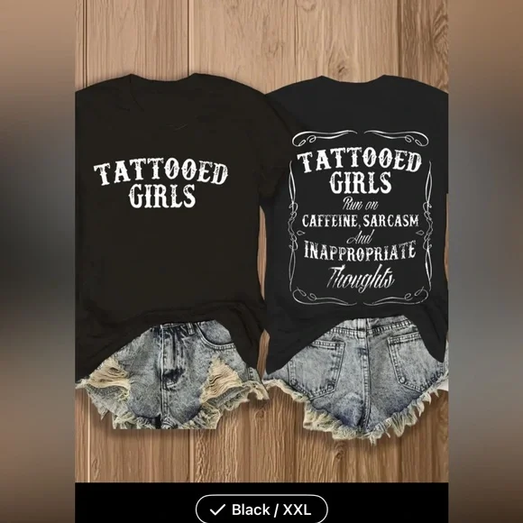 Black Tattooed Girls T-Shirt XXL - Picture 1 of 5